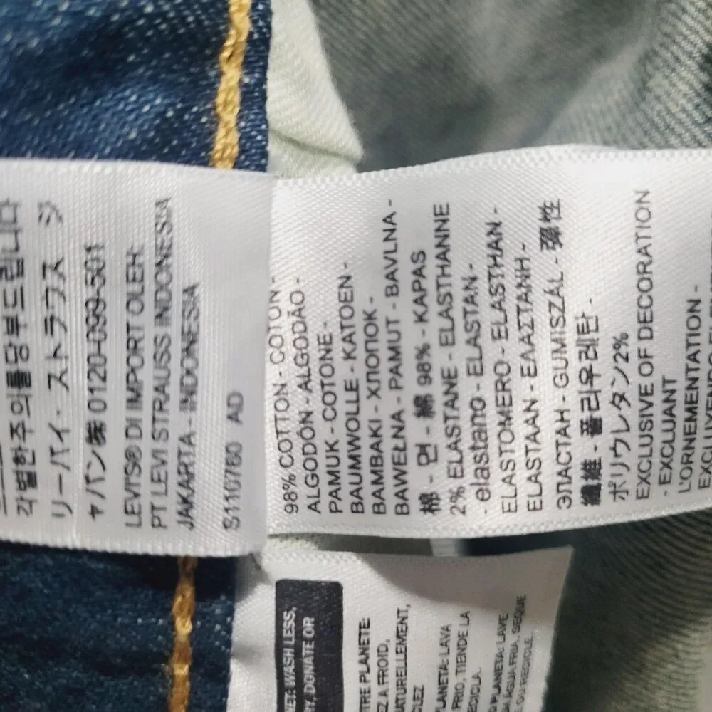 Levi's 502 Jeans Mens 48x32 Blue Wash Tapered Zip Fly Stretch Denim Big & Tall - Picture 9 of 13